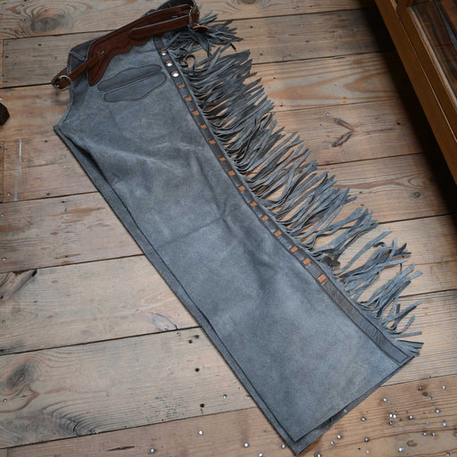 Teskey's Large Gray Roughout Shotgun Chaps 2172 Tack - Chaps & Chinks Teskey's