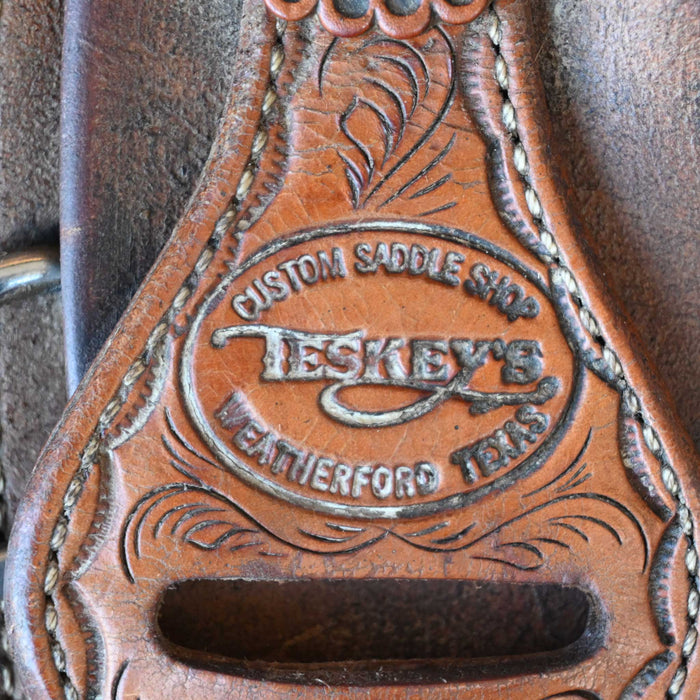 15" USED TESKEY'S TEAM ROPING SADDLE