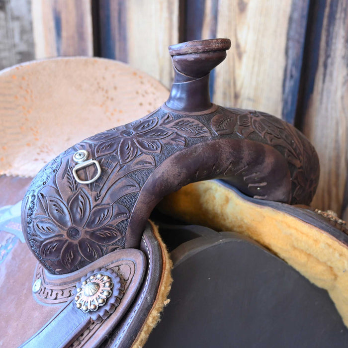14" USED ALAMO CALF ROPING TROPHY SADDLE