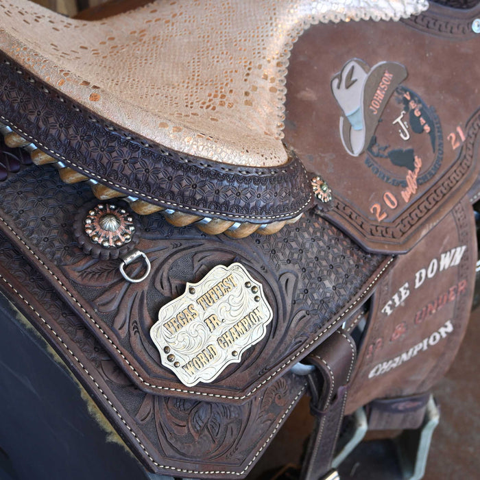 14" USED ALAMO CALF ROPING TROPHY SADDLE