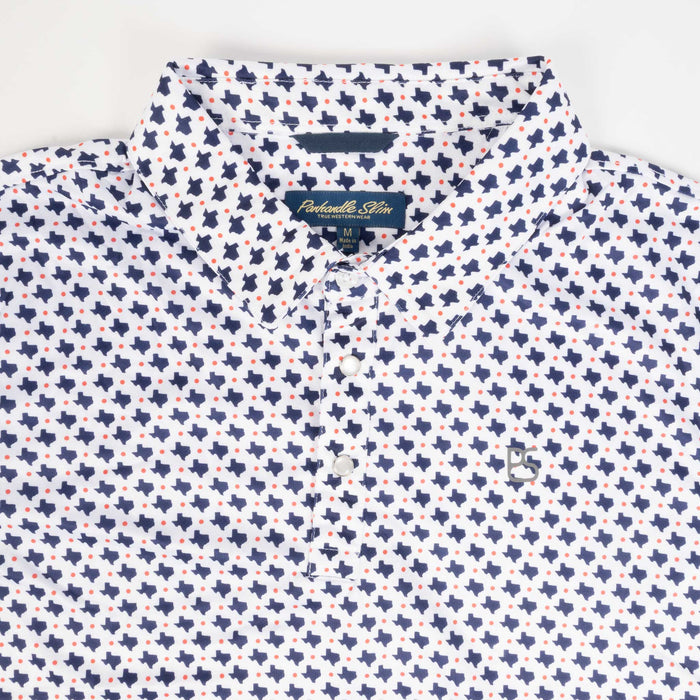 Panhandle Slim Men's Texas Navy Pearl Snap Polo Shirt