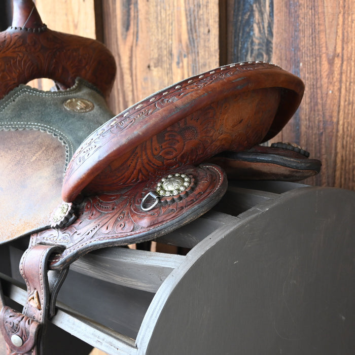 14" USED DOUBLE J CHARMAYNE JAMES SCAMPER BARREL SADDLE Saddles - Used DOUBLE J SADDLERY