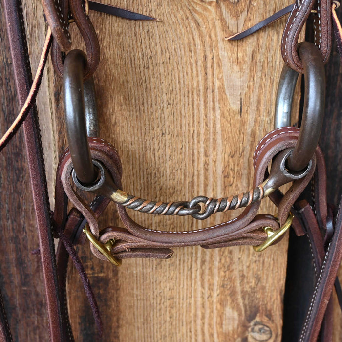 O-Ring Twisted Copper Snaffle Bridle Rig w/All New Leather