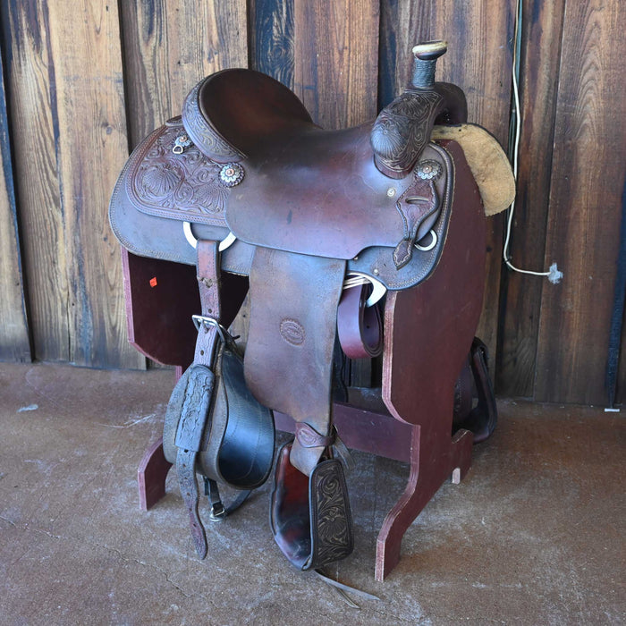 15" USED TESKEY'S TEAM ROPING SADDLE