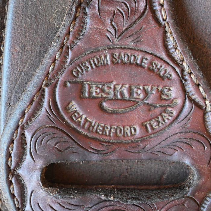 15" USED TESKEY'S TEAM ROPING SADDLE