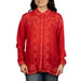 Johnny Was Western Racer Red Audrey Collared Shirt WOMEN - Clothing - Tops - Long Sleeved Johnny Was Collection