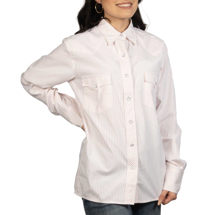 Howdy Hanny Vintage Style Peach Stripe Pearl Snap Shirt WOMEN - Clothing - Tops - Long Sleeved Howdy Hanny