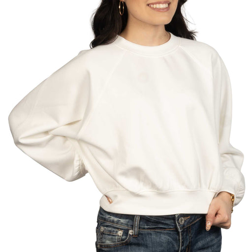 Ivory Neoprene Raglan Pullover Sweatshirt WOMEN - Clothing - Pullovers & Hoodies La La Mia