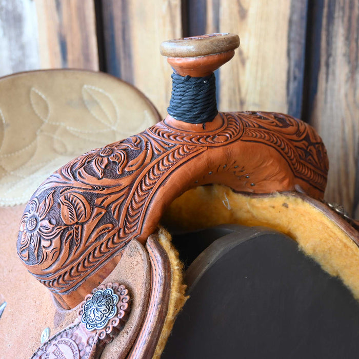 15" USED TESKEY'S TEAM ROPING TROPHY SADDLE