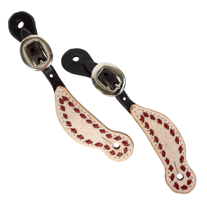 Teskey's Youth Shaped Spur Strap w/Buckstitch Tack - Spur Straps Teskey's Red