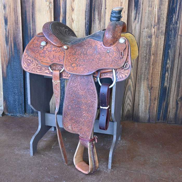 15" USED COWBOY CLASSIC TEAM ROPING TROPHY SADDLE