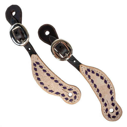 Teskey's Youth Shaped Spur Strap w/Buckstitch Tack - Spur Straps Teskey's Purple