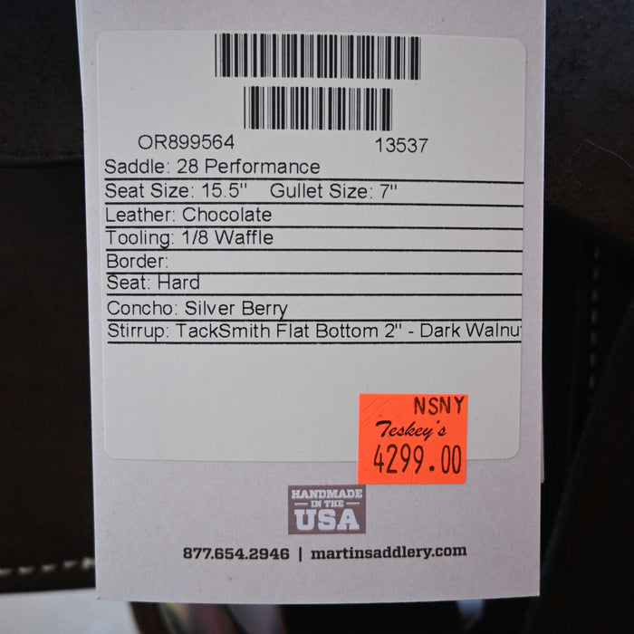 15.5" MARTIN PERFORMANCE SADDLE Saddles - New Martin Saddlery