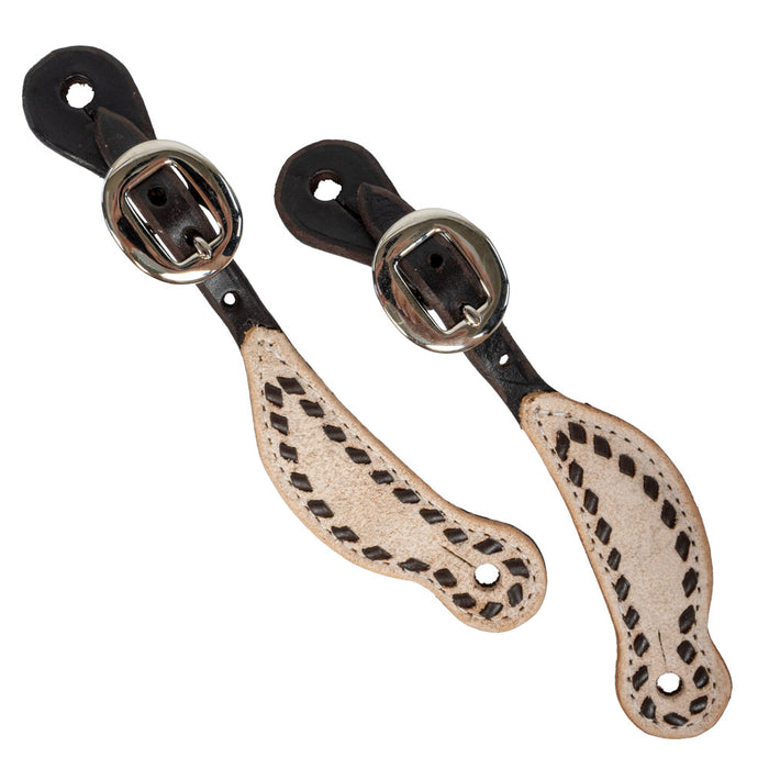 Teskey's Youth Shaped Spur Strap w/Buckstitch Tack - Spur Straps Teskey's Chocolate