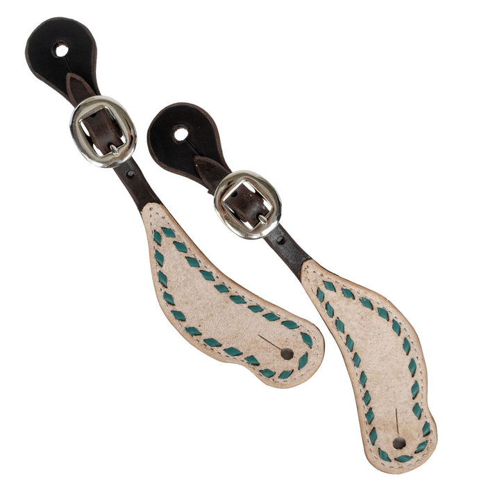 Teskey's Shaped Spur Strap w/Buckstitch Tack - Spur Straps Teskey's Turquoise