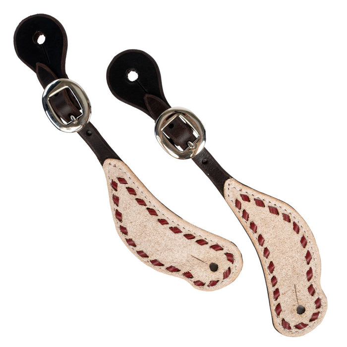 Teskey's Shaped Spur Strap w/Buckstitch Tack - Spur Straps Teskey's Red