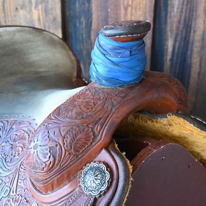 14.5" USED CACTUS CHAMPION TEAM ROPING SADDLE