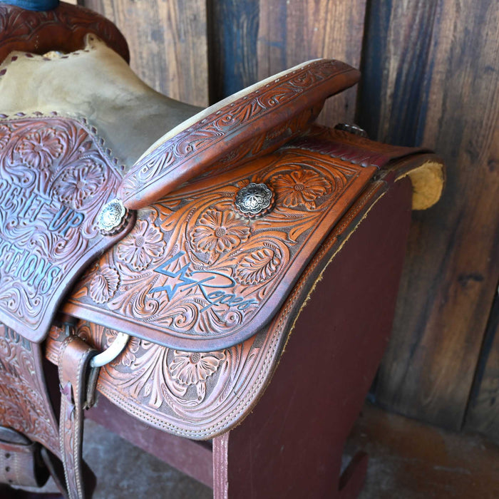 14.5" USED CACTUS CHAMPION TEAM ROPING SADDLE