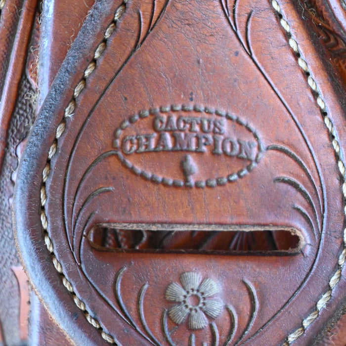 14.5" USED CACTUS CHAMPION TEAM ROPING SADDLE