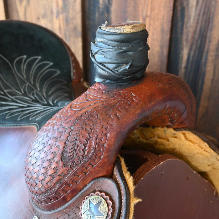 15" USED COWBOY CLASSIC TEAM ROPING SADDLE