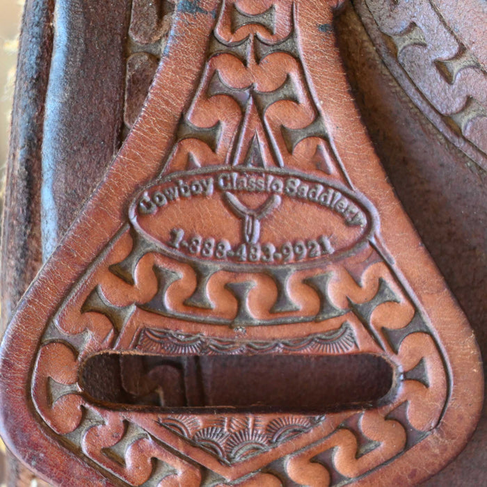 15" USED COWBOY CLASSIC TEAM ROPING SADDLE