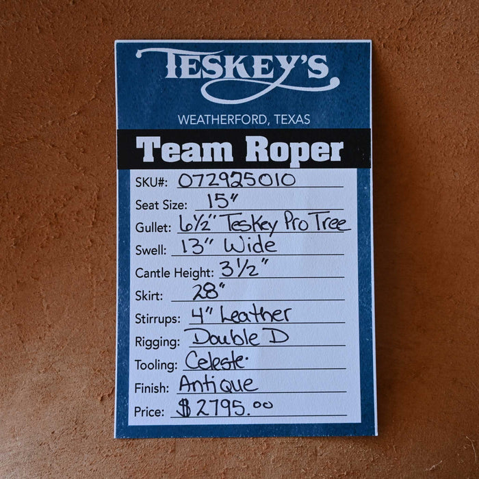 15" TESKEY'S TEAM ROPING SADDLE Saddles - New Teskey's Saddlery