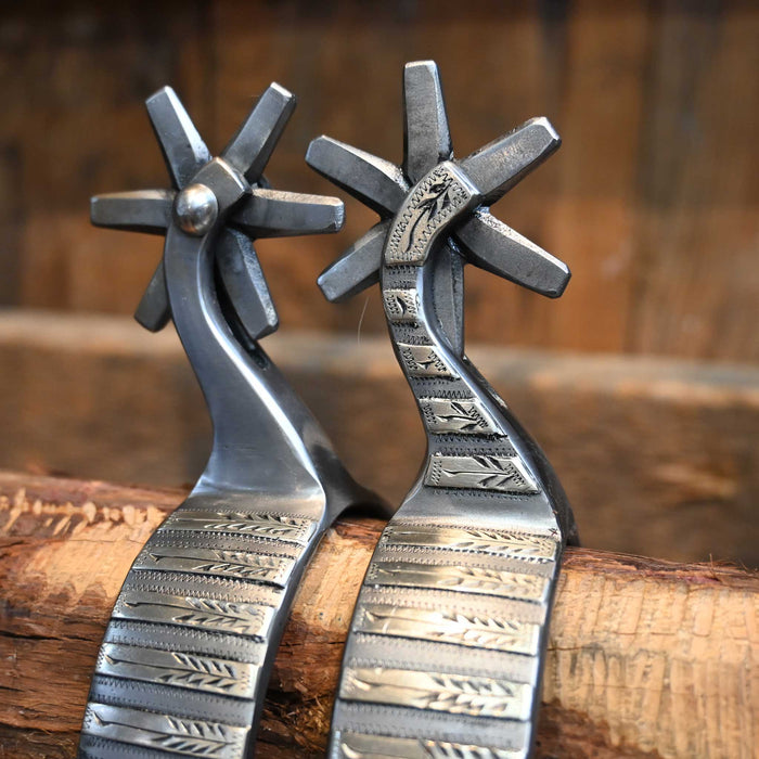 David Farkas Silver Mounted Bars 6pt. Spurs