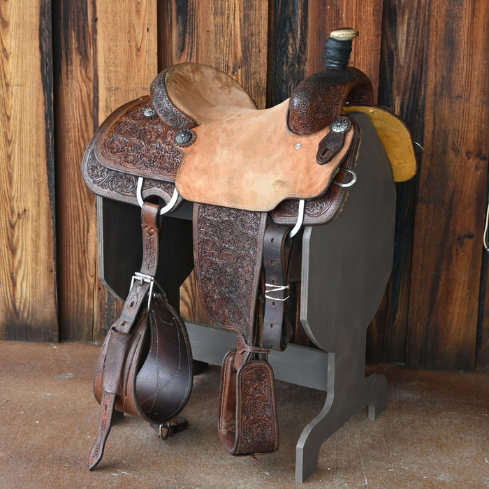 14" USED DHS TEAM ROPING SADDLE Saddles - Used Dynamite Horseman Supply