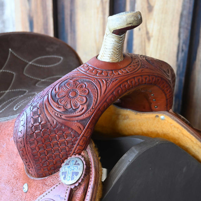 14" USED TESKEY'S BARREL TROPHY SADDLE