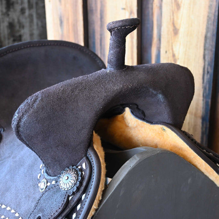 14" SEVEN PLATINUM LEATHER BARREL SADDLE