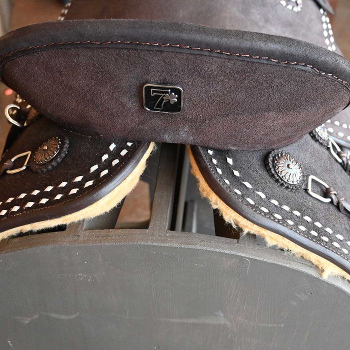 14" SEVEN PLATINUM LEATHER BARREL SADDLE