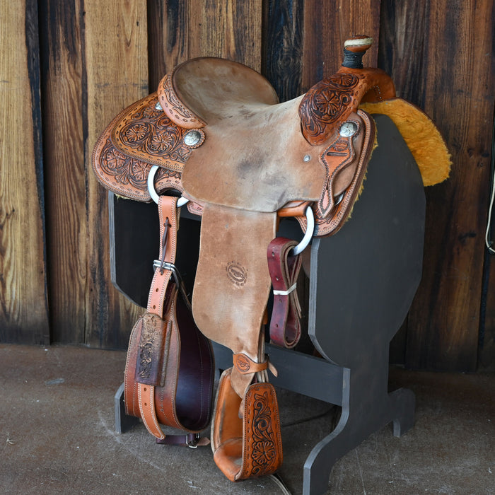 15" USED TESKEY'S CALF ROPING SADDLE Saddles - Used Teskey's Saddlery