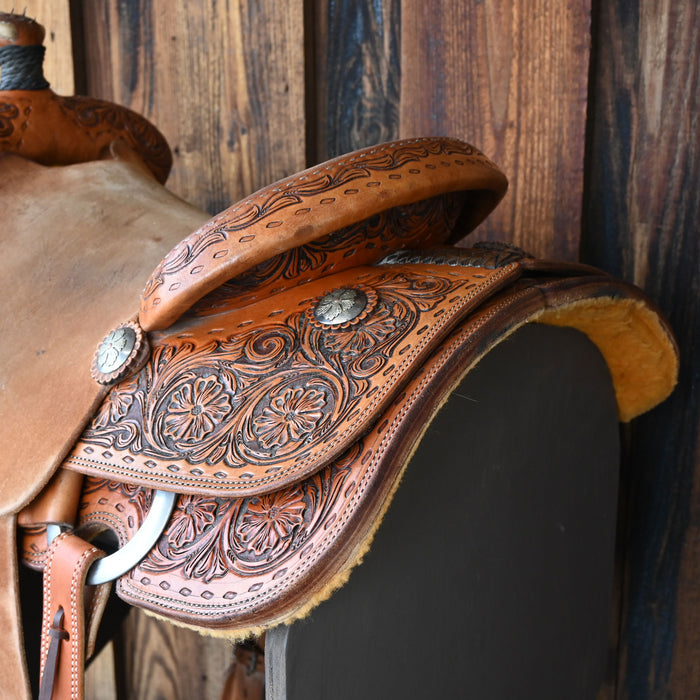 15" USED TESKEY'S CALF ROPING SADDLE Saddles - Used Teskey's Saddlery