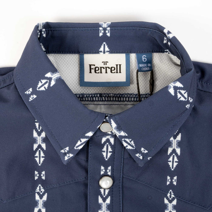Ferrell Brand Boy's Maverick Blue Pearl Snap Shirt KIDS - Boys - Clothing - Shirts - Short Sleeve Shirts Ferrell Brand