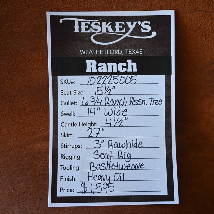 15.5" TESKEY'S RANCH ASSOCIATION SADDLE