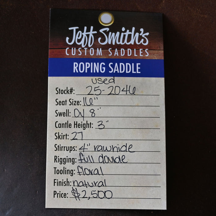 16" USED JEFF SMITH TEAM ROPING SADDLE Saddles - Used Dynamite Horseman Supply