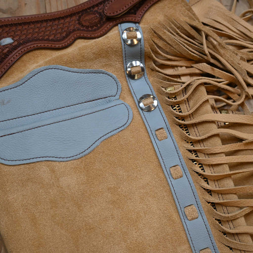 Teskey's Medium Tan/Baby Blue Shotgun Chaps 2182 Tack - Chaps & Chinks Teskey's