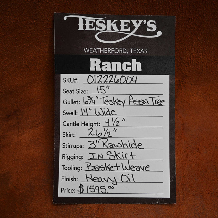 15" TESKEY'S RANCH ASSOCIATION SADDLE