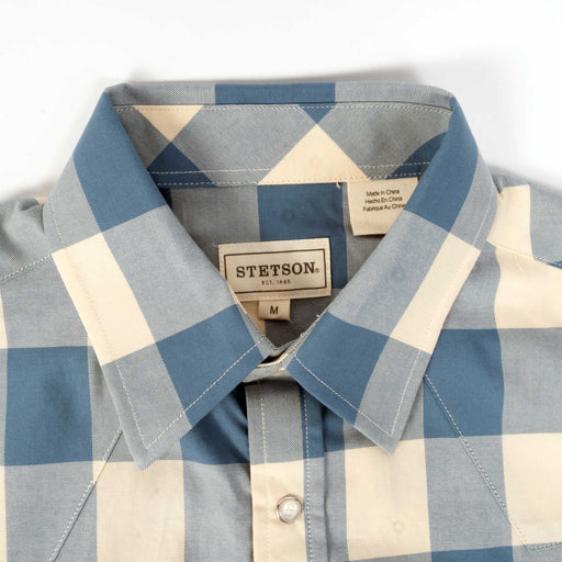 Stetson Men's Buffalo Plaid Denim Oxford Snap Shirt MEN - Clothing - Shirts - Long Sleeve Stetson