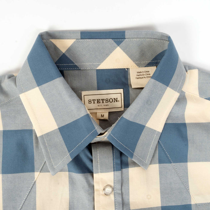 Stetson Men's Buffalo Plaid Denim Oxford Snap Shirt MEN - Clothing - Shirts - Long Sleeve Stetson