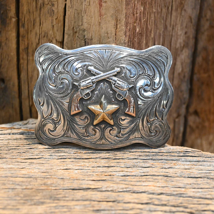 Matt Hackett Sterling Silver & 14k Gold Belt Buckle