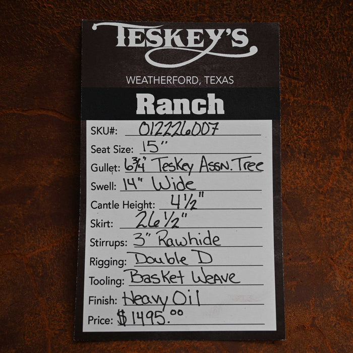 15" TESKEY'S RANCH ASSOCIATION SADDLE