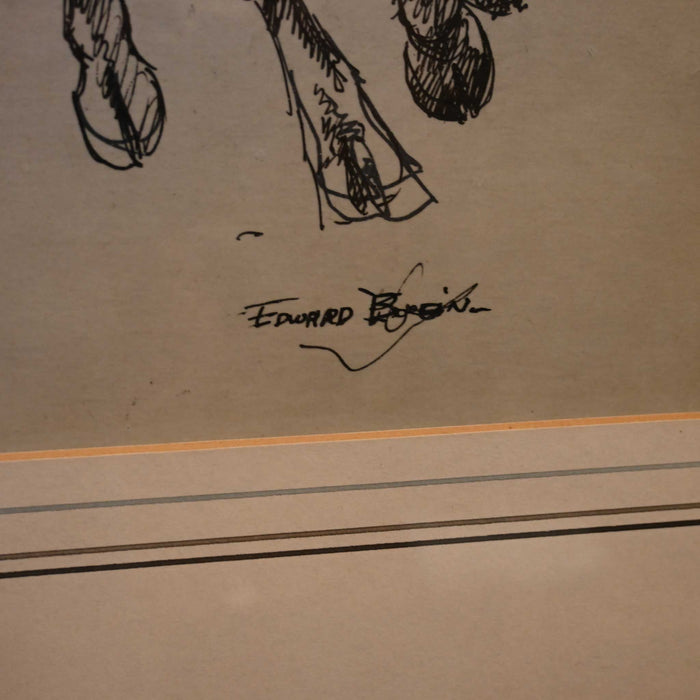 Original Pen & Ink Roping Scene by Edward Borein
