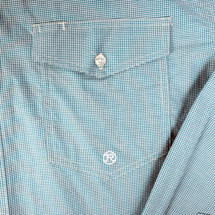 Roper Boy's Amarillo Stretch Turquoise Minicheck Pearl Snap Shirt KIDS - Boys - Clothing - Shirts - Short Sleeve Shirts Roper Apparel & Footwear