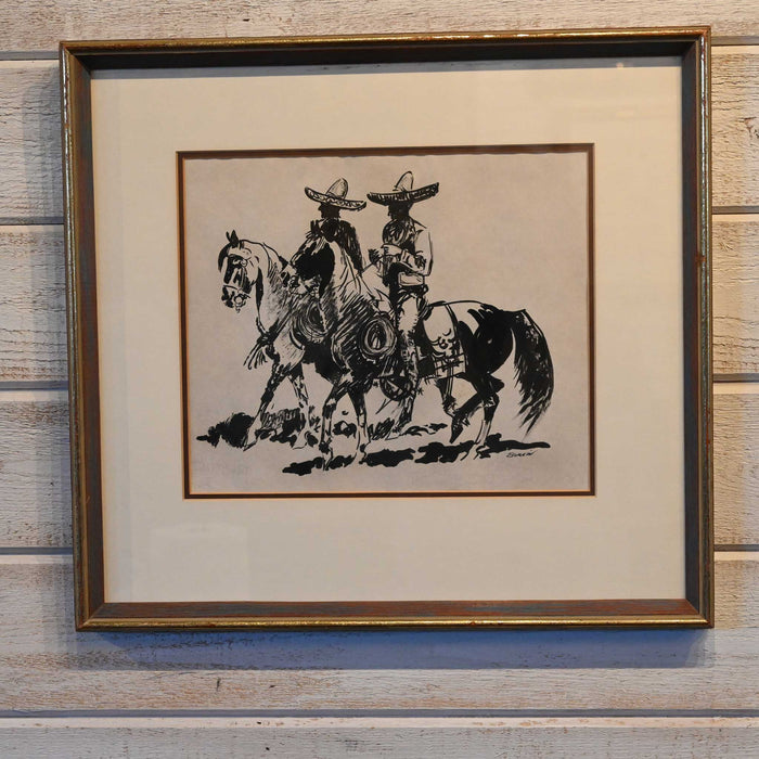 Two Charros on Horse Back by Edward Borein