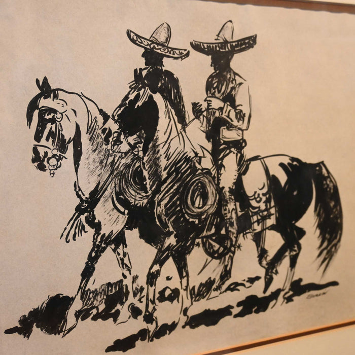 Two Charros on Horse Back by Edward Borein