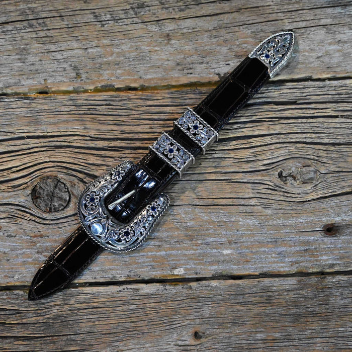 Harry Hudson 4pc. Filigree Buckle Set w/Sapphire Stones