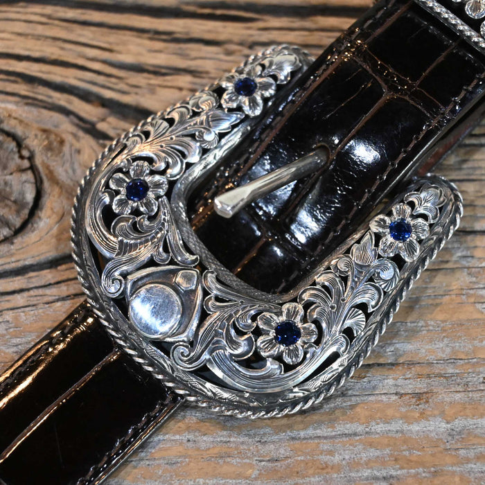 Harry Hudson 4pc. Filigree Buckle Set w/Sapphire Stones