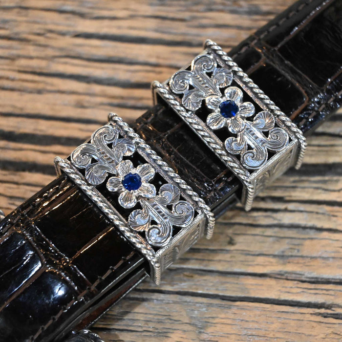 Harry Hudson 4pc. Filigree Buckle Set w/Sapphire Stones