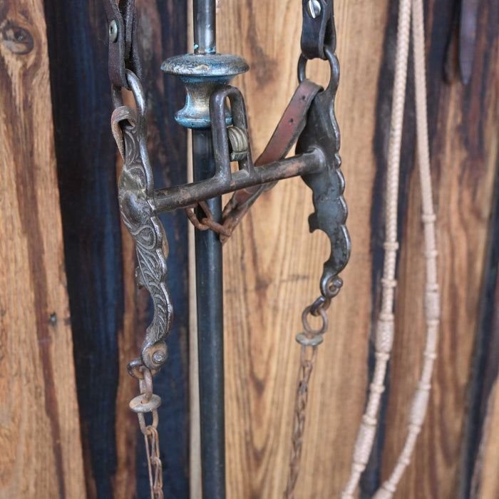 Vintage Braided Leather Bridle Rig w/Silver Plated Flower Conchos & a Kissingbird bit Collectibles Misc